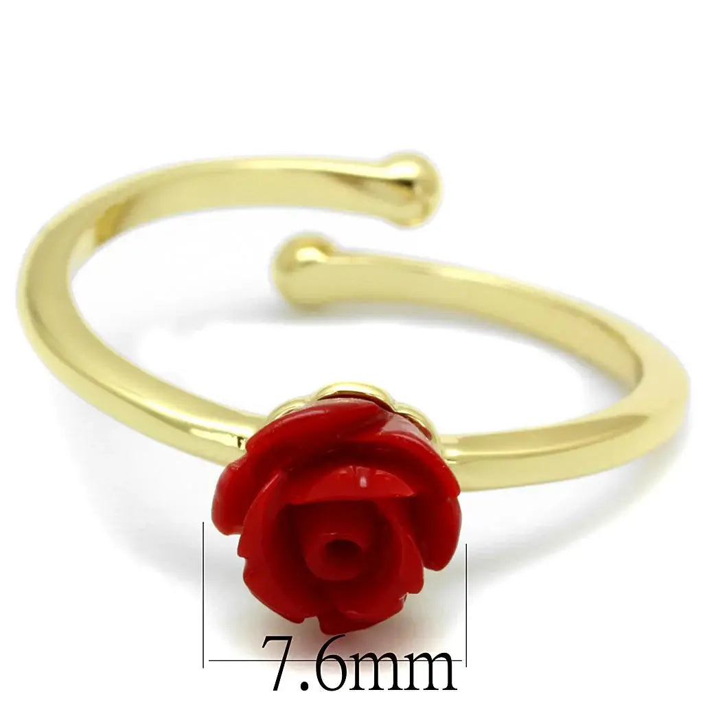 LO4058 - Flash Gold Brass Ring with Synthetic Synthetic Stone in Siam - Alamode - Flyclothing LLC