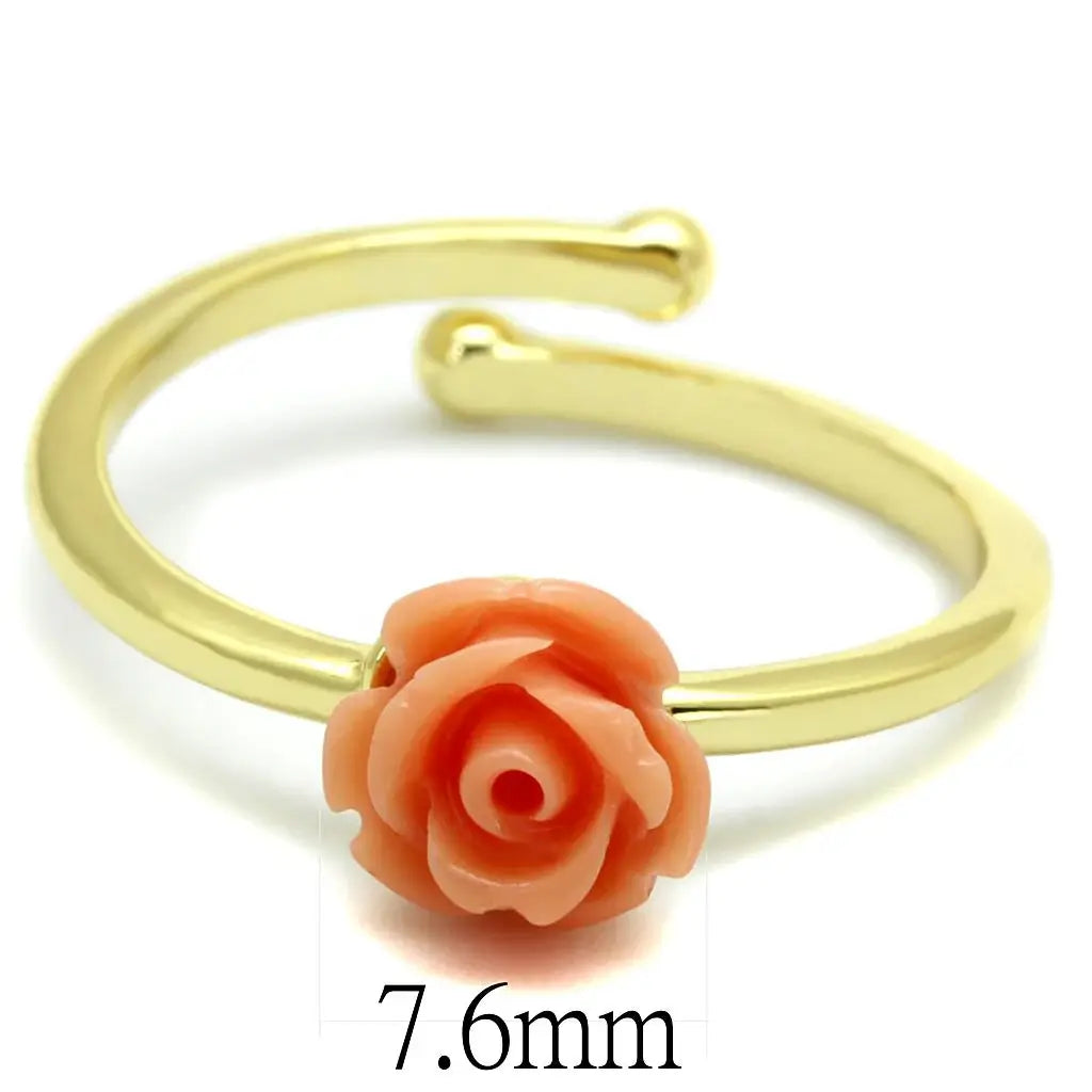LO4059 - Flash Gold Brass Ring with Synthetic Synthetic Stone in Light Peach - Alamode - Flyclothing LLC