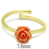 LO4059 - Flash Gold Brass Ring with Synthetic Synthetic Stone in Light Peach - Alamode - Flyclothing LLC