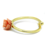 LO4059 - Flash Gold Brass Ring with Synthetic Synthetic Stone in Light Peach - Alamode - Flyclothing LLC