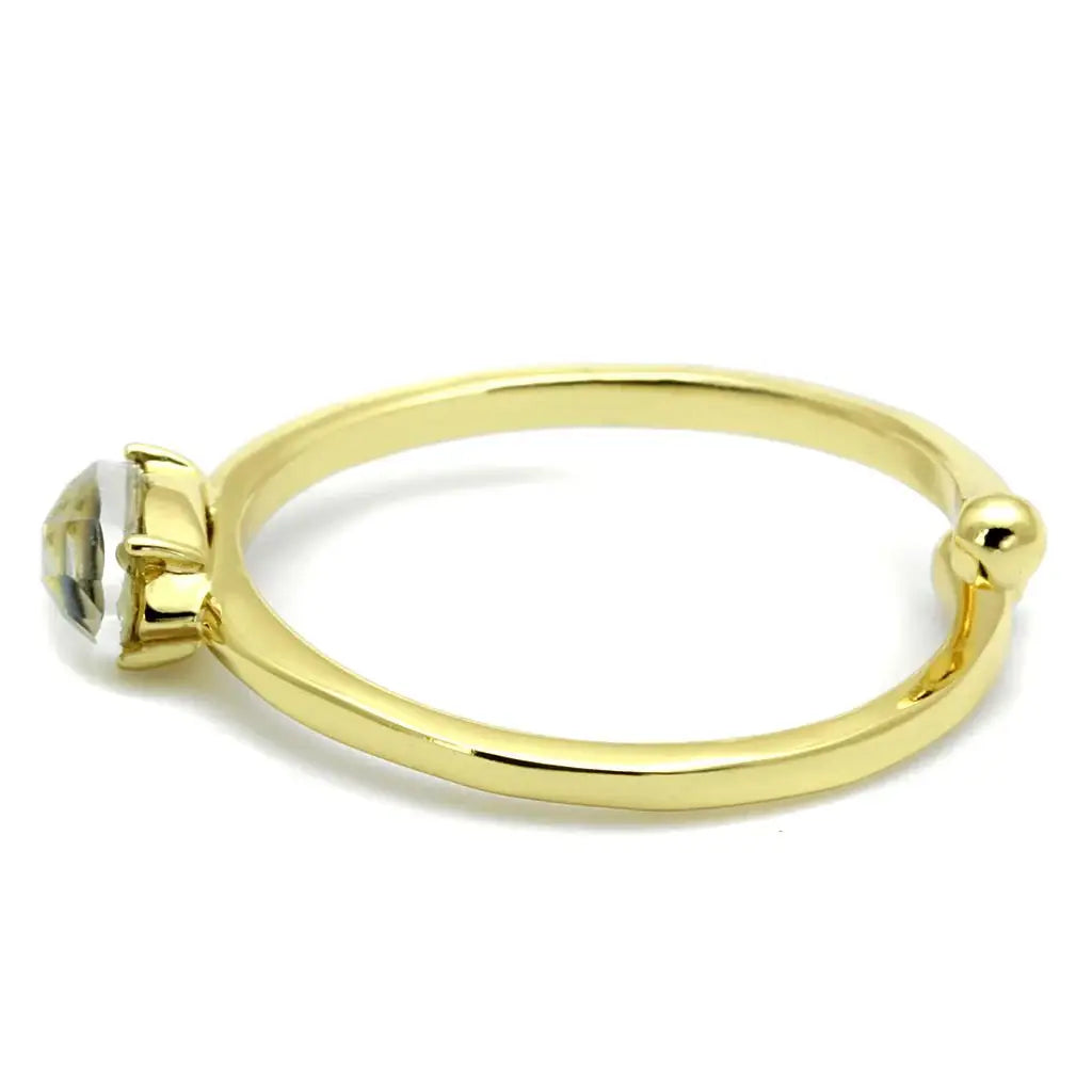 LO4062 - Flash Gold Brass Ring with Precious Stone Conch in Multi Color - Alamode - Flyclothing LLC