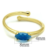 LO4064 - Flash Gold Brass Ring with Synthetic Cat Eye in Capri Blue - Alamode
