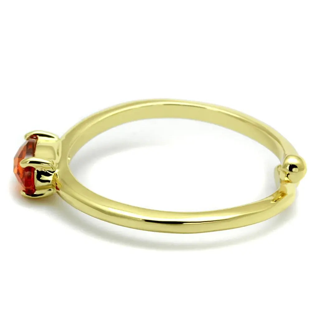 LO4065 - Flash Gold Brass Ring with AAA Grade CZ in Orange - Alamode - Flyclothing LLC