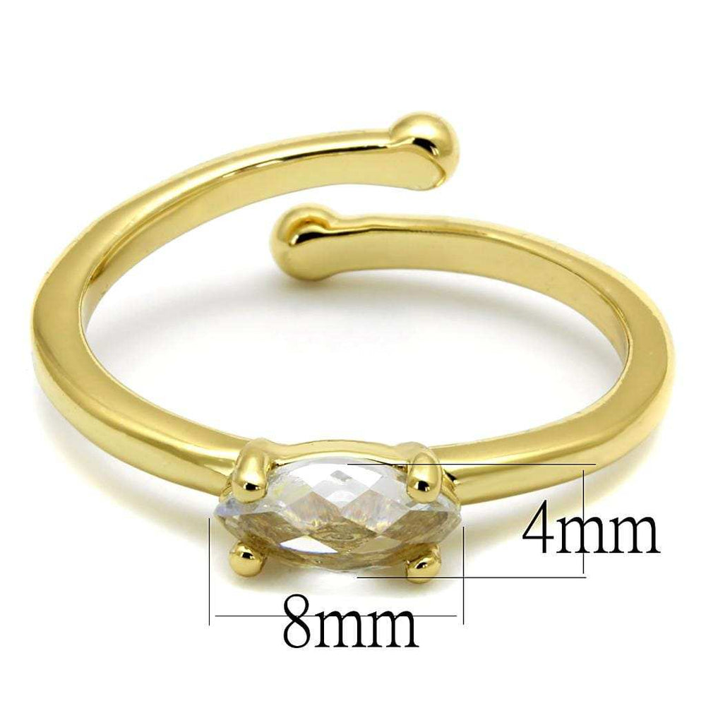 LO4067 - Flash Gold Brass Ring with AAA Grade CZ in Clear - Alamode - Flyclothing LLC