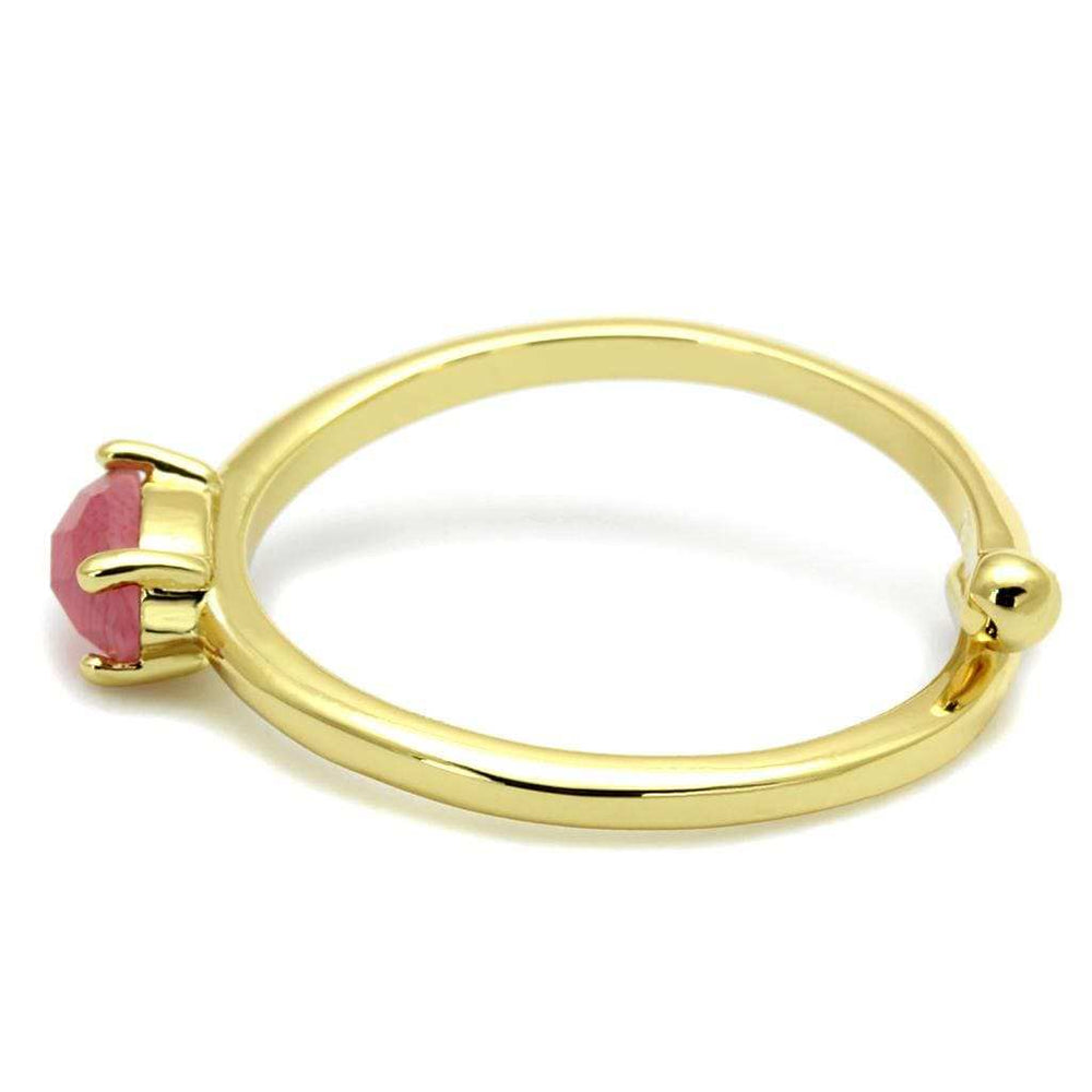 LO4069 - Flash Gold Brass Ring with Synthetic Cat Eye in Rose - Alamode - Flyclothing LLC