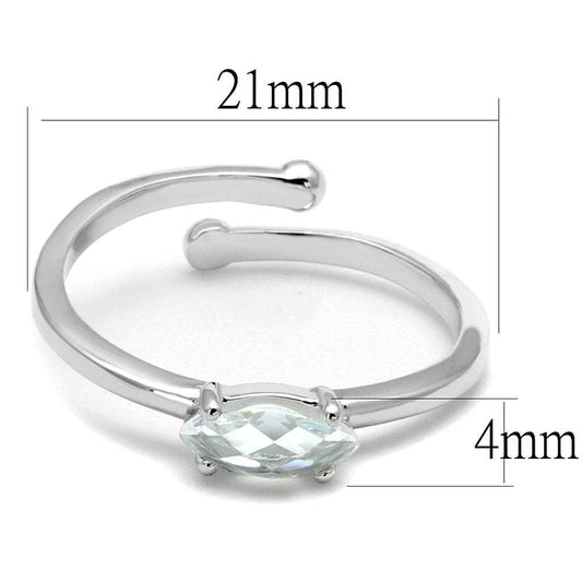 LO4070 - Rhodium Brass Ring with AAA Grade CZ in Clear - Alamode - Flyclothing LLC