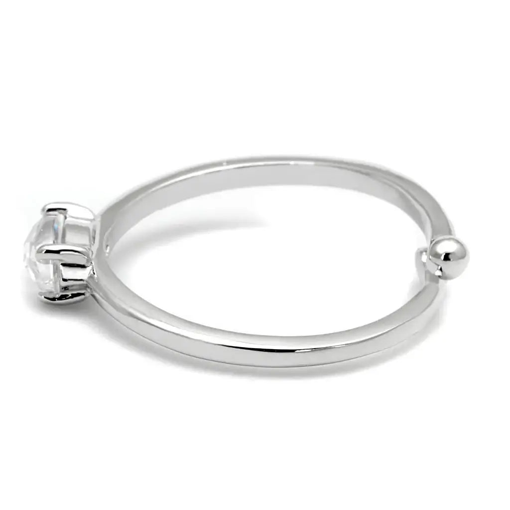 LO4070 - Rhodium Brass Ring with AAA Grade CZ in Clear - Alamode - Flyclothing LLC