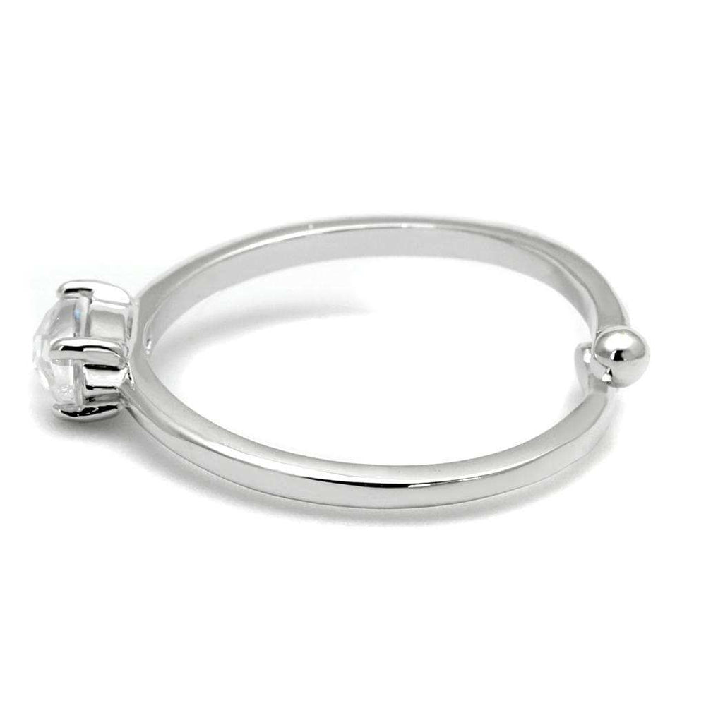 LO4070 - Rhodium Brass Ring with AAA Grade CZ in Clear - Alamode - Flyclothing LLC