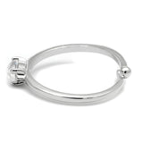 LO4070 - Rhodium Brass Ring with AAA Grade CZ  in Clear - Alamode