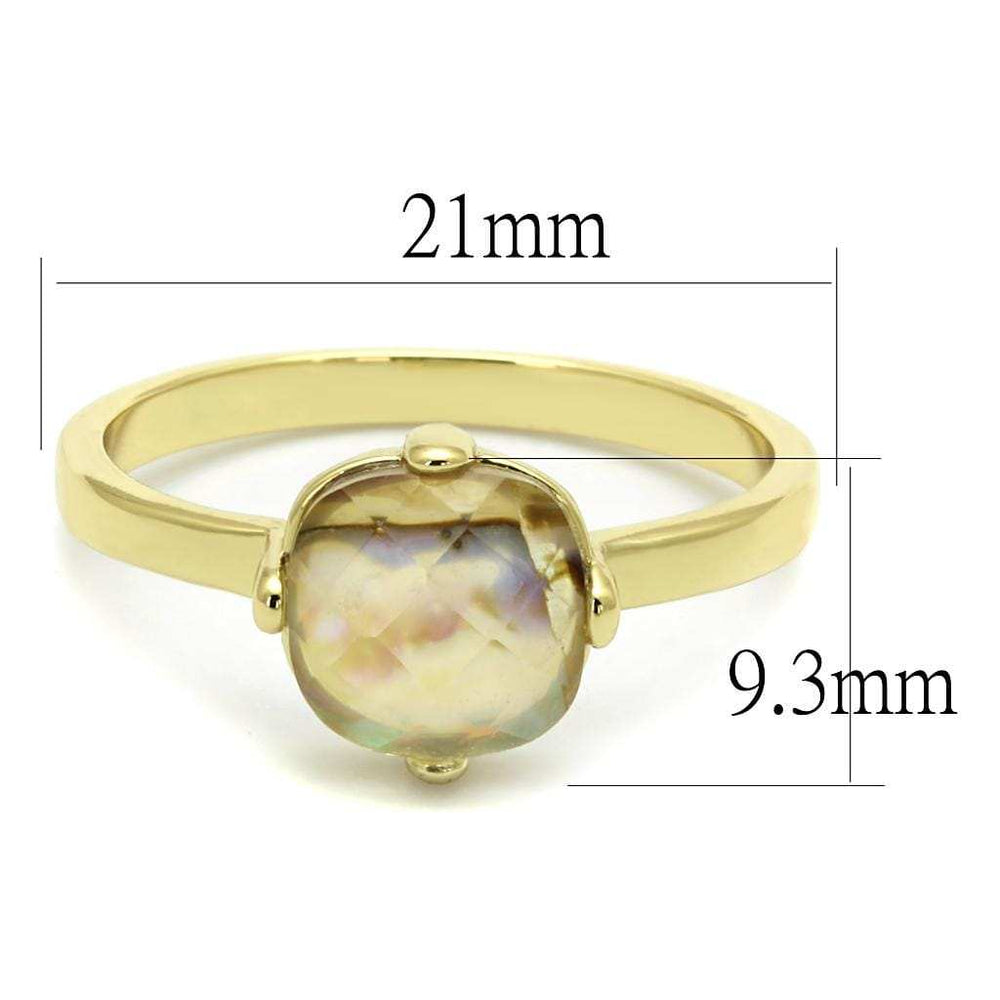 LO4071 - Flash Gold Brass Ring with Precious Stone Conch in Aurora Borealis (Rainbow Effect) - Alamode - Flyclothing LLC