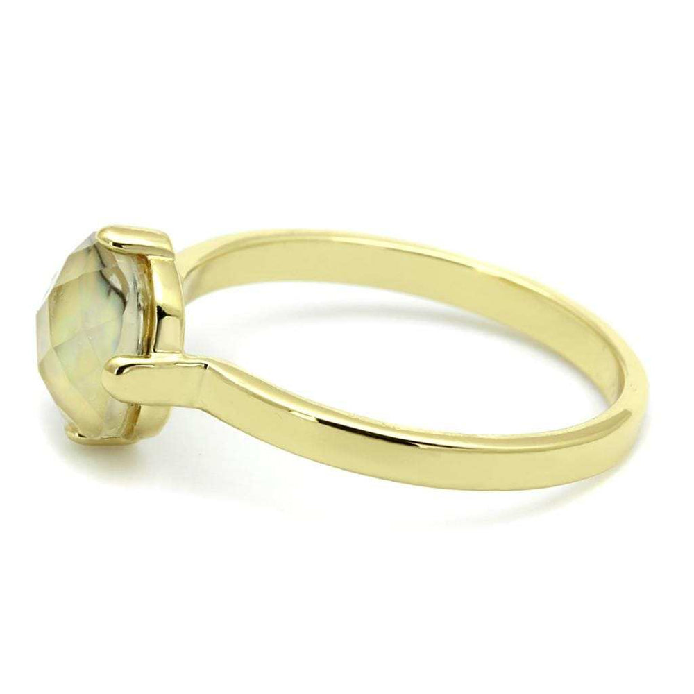 LO4071 - Flash Gold Brass Ring with Precious Stone Conch in Aurora Borealis (Rainbow Effect) - Alamode - Flyclothing LLC