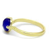 LO4072 - Flash Gold Brass Ring with Synthetic Cat Eye in Sapphire - Alamode