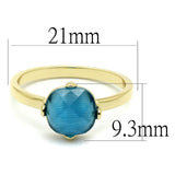 LO4073 - Flash Gold Brass Ring with Synthetic Cat Eye in Capri Blue - Alamode