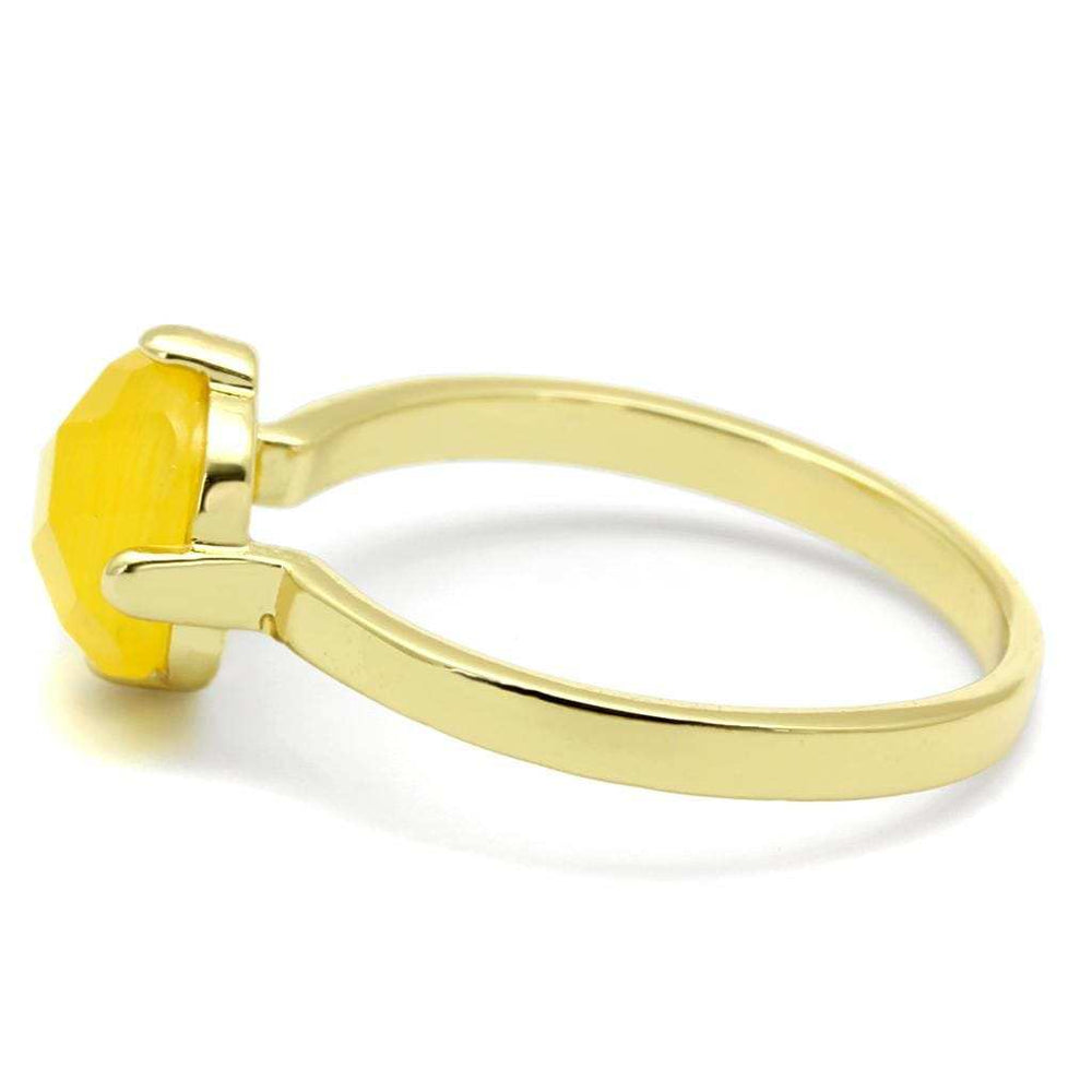 LO4074 - Flash Gold Brass Ring with Synthetic Cat Eye in Topaz - Alamode - Flyclothing LLC