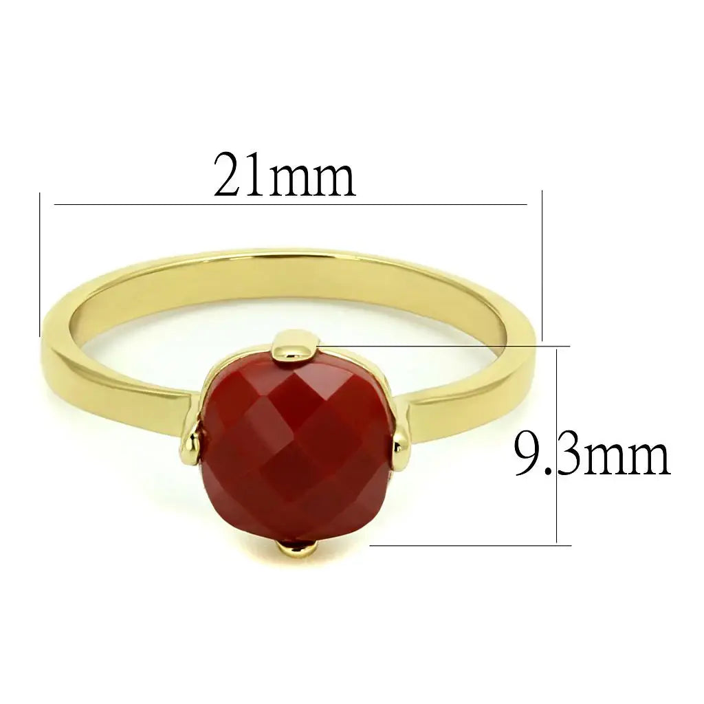 LO4077 - Flash Gold Brass Ring with Synthetic Synthetic Stone in Siam - Alamode - Flyclothing LLC