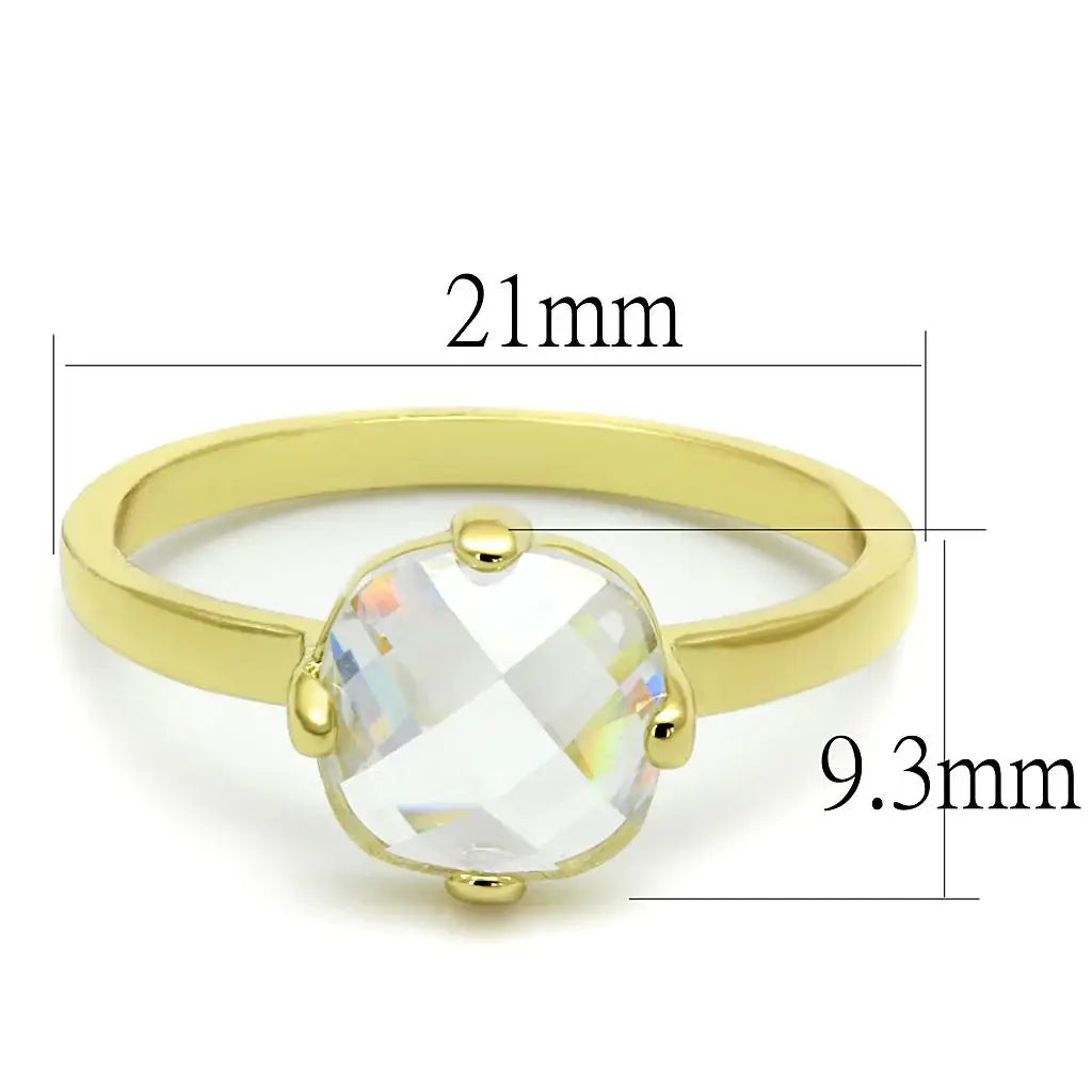 LO4078 - Flash Gold Brass Ring with AAA Grade CZ in Clear - Alamode - Flyclothing LLC
