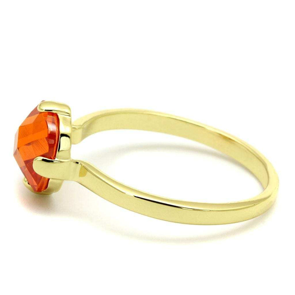 LO4079 - Flash Gold Brass Ring with AAA Grade CZ in Orange - Alamode - Flyclothing LLC