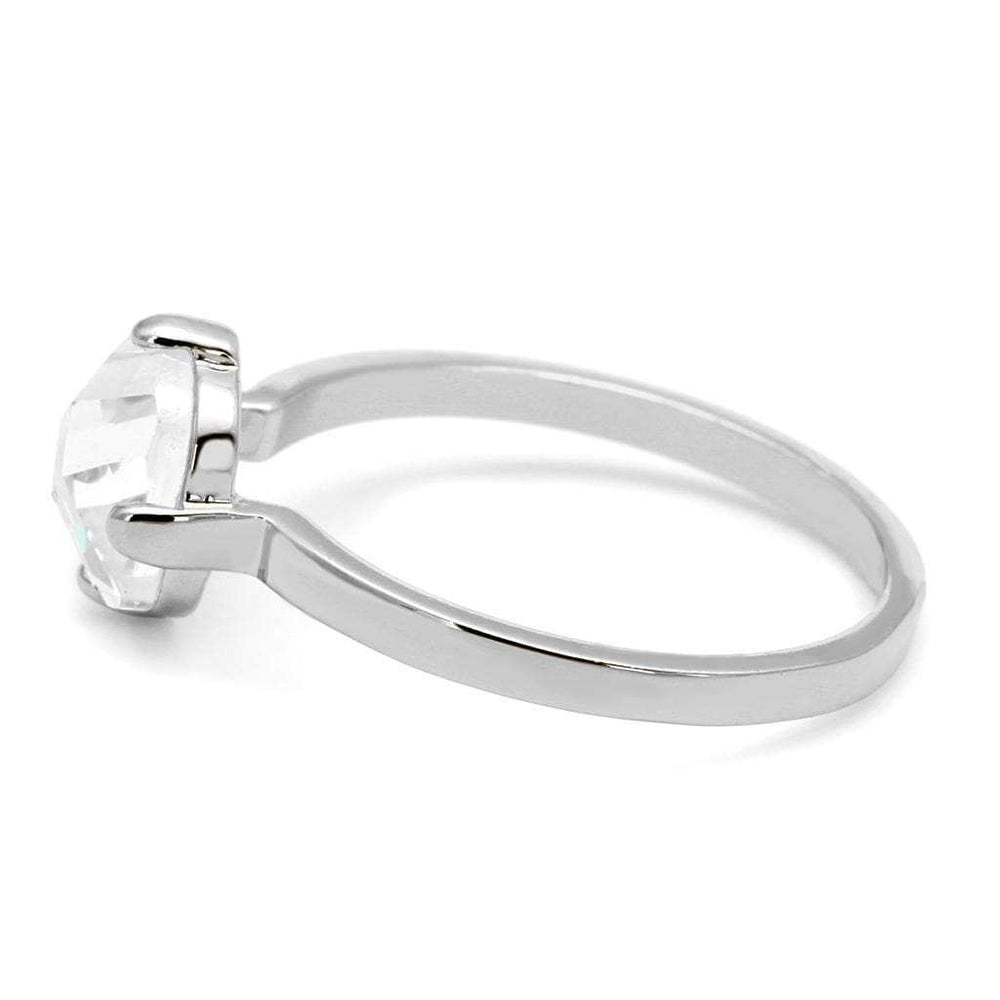 LO4080 - Rhodium Brass Ring with AAA Grade CZ in Clear - Alamode - Flyclothing LLC
