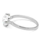 LO4080 - Rhodium Brass Ring with AAA Grade CZ  in Clear - Alamode