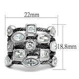 LO4083 - Rhodium Brass Ring with AAA Grade CZ  in Clear - Alamode