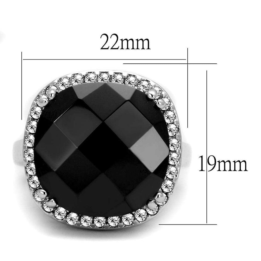 LO4085 - Rhodium Brass Ring with AAA Grade CZ in Black Diamond - Alamode - Flyclothing LLC