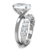 LO4089 - Rhodium Brass Ring with AAA Grade CZ  in Clear