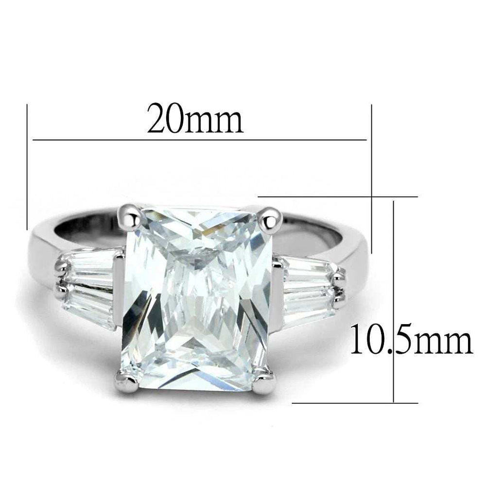 LO4091 - Rhodium Brass Ring with AAA Grade CZ in Clear - Alamode - Flyclothing LLC