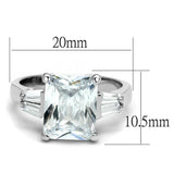 LO4091 - Rhodium Brass Ring with AAA Grade CZ  in Clear - Alamode