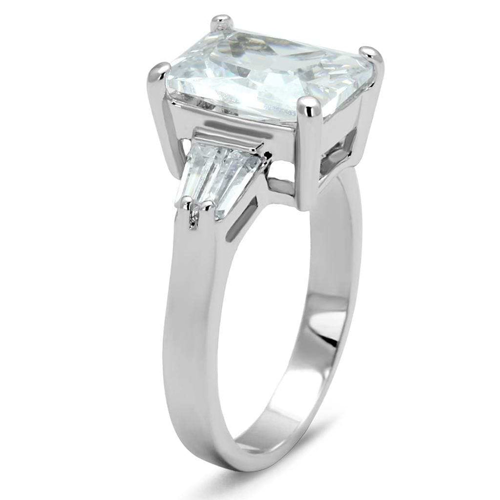 LO4091 - Rhodium Brass Ring with AAA Grade CZ in Clear - Alamode - Flyclothing LLC