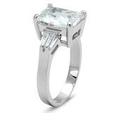 LO4091 - Rhodium Brass Ring with AAA Grade CZ  in Clear - Alamode