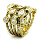 LO4096 - Gold Brass Ring with AAA Grade CZ in Clear - Alamode - Flyclothing LLC