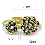 LO4111 - Antique Copper Brass Ring with Top Grade Crystal in Clear - Alamode - Flyclothing LLC