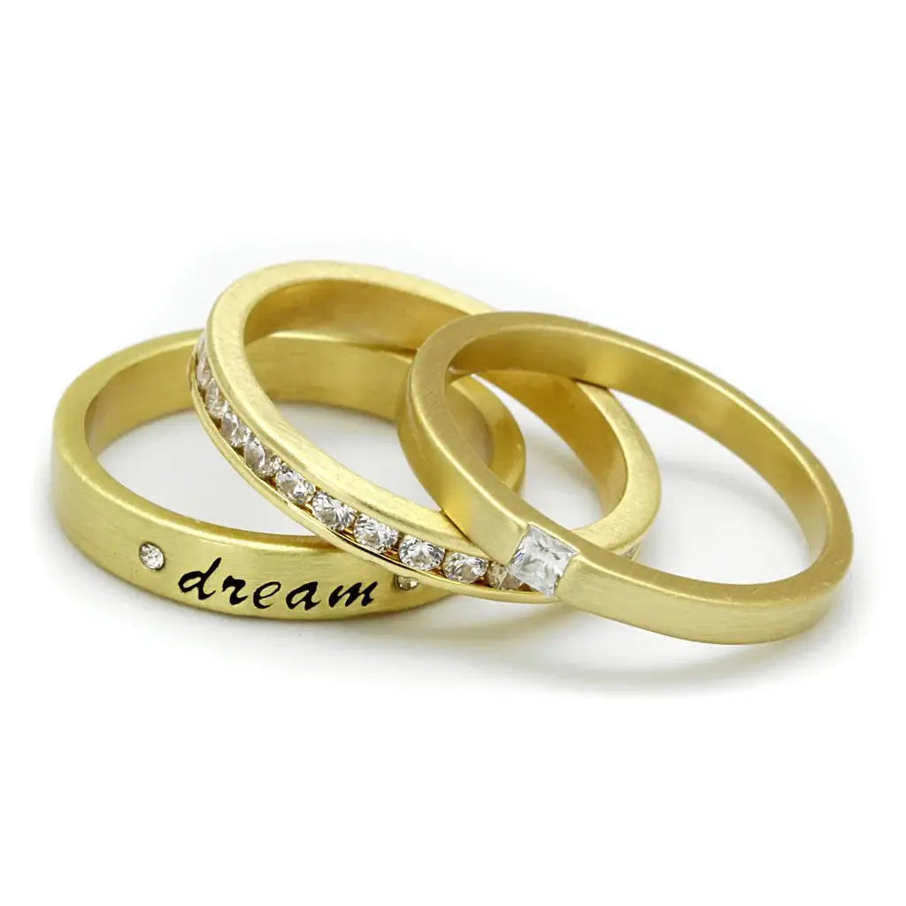 LO4114 - Gold Brass Ring with AAA Grade CZ in Clear - Alamode - Flyclothing LLC