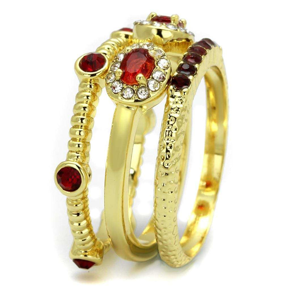 LO4116 - Gold Brass Ring with Top Grade Crystal in Siam - Alamode - Flyclothing LLC