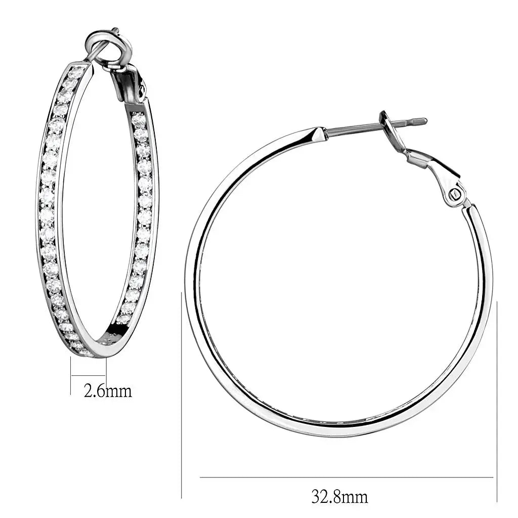 LO4119 - Rhodium Brass Earrings with AAA Grade CZ in Clear - Alamode - Flyclothing LLC