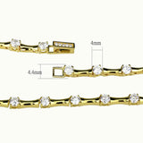 LO4123 - Gold Brass Necklace with AAA Grade CZ in Clear - Alamode - Flyclothing LLC