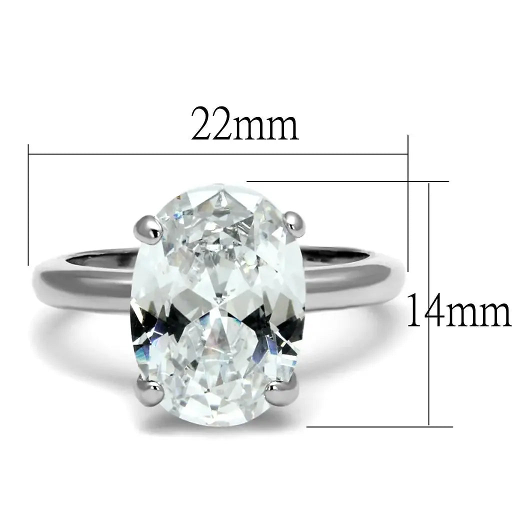 LO4124 - Rhodium Brass Ring with AAA Grade CZ in Clear - Alamode - Flyclothing LLC
