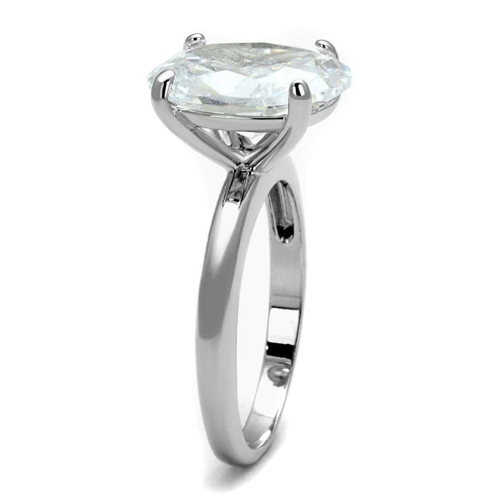 LO4124 - Rhodium Brass Ring with AAA Grade CZ in Clear - Alamode - Flyclothing LLC