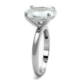 LO4124 - Rhodium Brass Ring with AAA Grade CZ  in Clear - Alamode