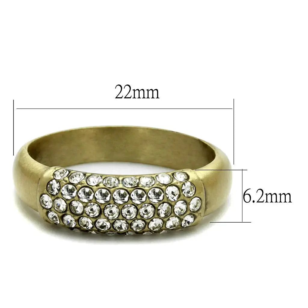 LO4125 - Antique Copper Brass Ring with Top Grade Crystal in Clear - Alamode - Flyclothing LLC