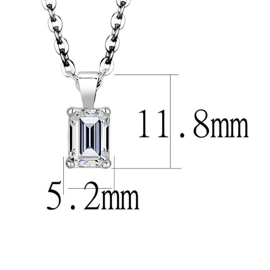 LO4127 - Rhodium Brass Chain Pendant with AAA Grade CZ in Clear - Alamode - Flyclothing LLC