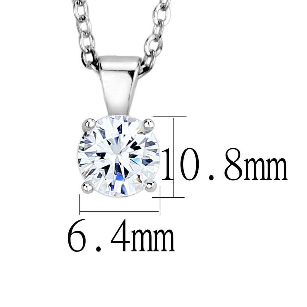 LO4129 - Rhodium Brass Chain Pendant with AAA Grade CZ in Clear - Alamode - Flyclothing LLC