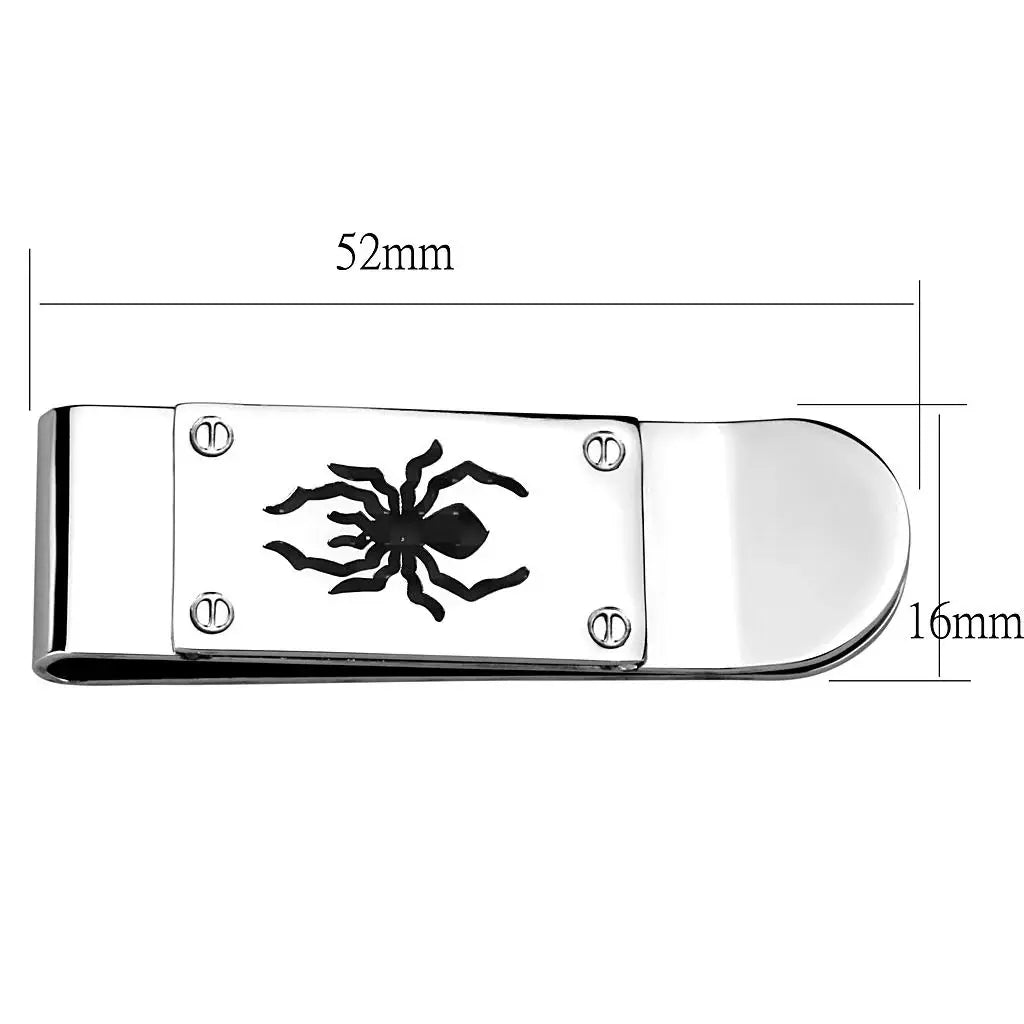 LO4130 - Rhodium Brass Money clip with Epoxy in Jet - Alamode - Flyclothing LLC