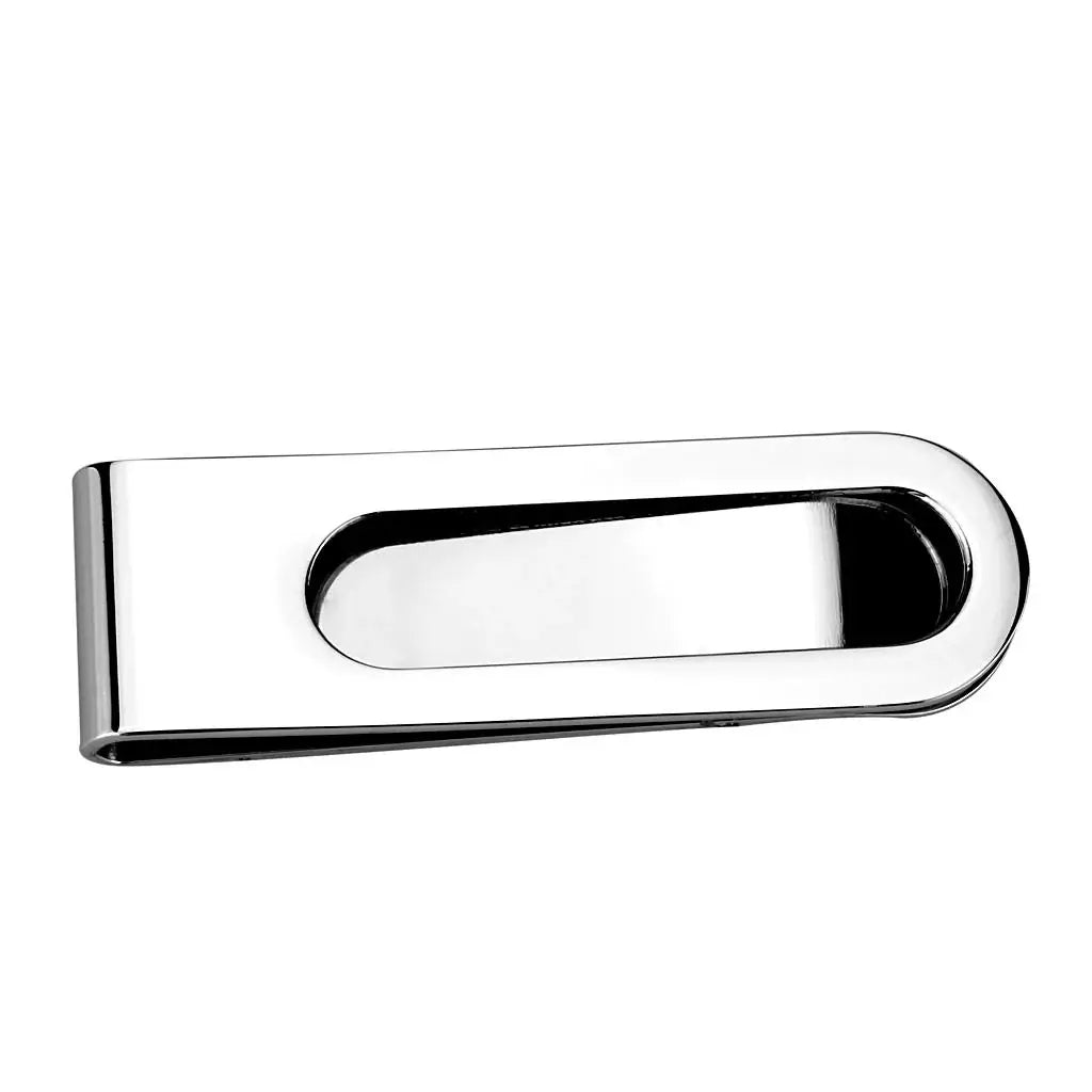LO4130 - Rhodium Brass Money clip with Epoxy in Jet - Alamode - Flyclothing LLC