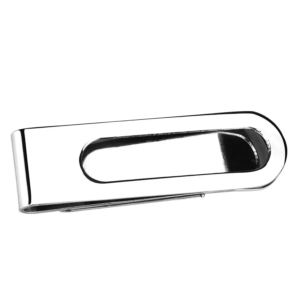 LO4131 - Rhodium Brass Money clip with Epoxy in Jet - Alamode - Flyclothing LLC