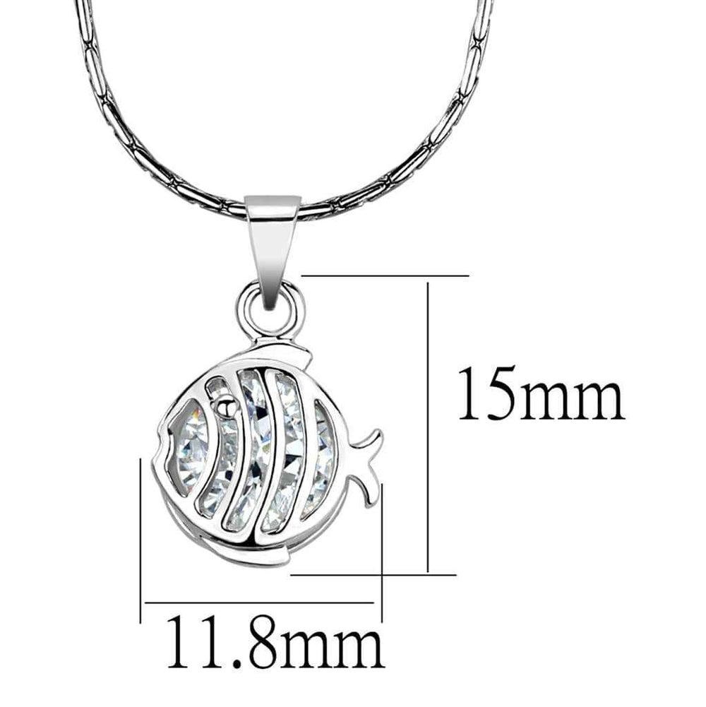 LO4148 - Rhodium Brass Chain Pendant with AAA Grade CZ in Clear - Alamode - Flyclothing LLC