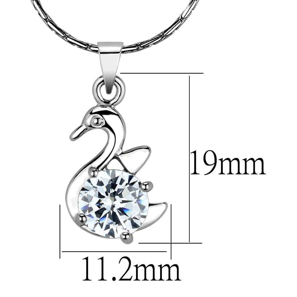 LO4149 - Rhodium Brass Chain Pendant with AAA Grade CZ in Clear - Alamode - Flyclothing LLC