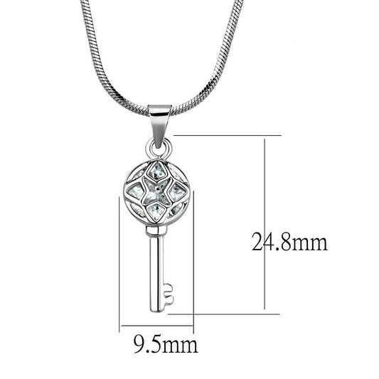 LO4158 - Rhodium Brass Chain Pendant with AAA Grade CZ in Clear - Alamode - Flyclothing LLC