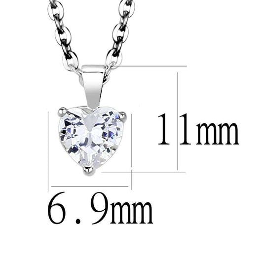 LO4171 - Rhodium Brass Chain Pendant with AAA Grade CZ in Clear - Alamode - Flyclothing LLC