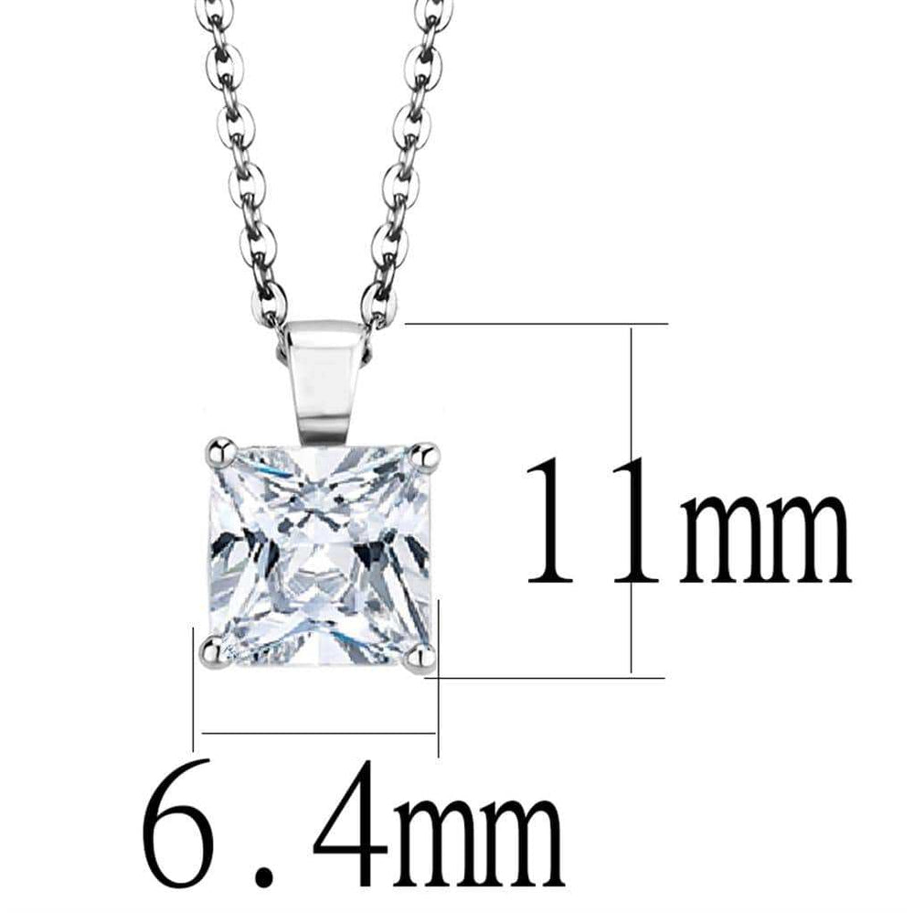 LO4173 - Rhodium Brass Chain Pendant with AAA Grade CZ in Clear - Alamode - Flyclothing LLC
